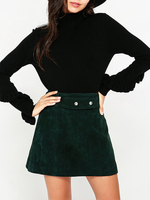 Basic Women High Collar Long Sleeve Ruffled Sweaters
