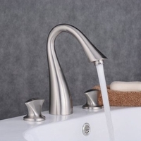 Bathroom Widespread Sink Faucet 3 Hole Mixer Water Tap Single Handle Kitchen Faucet