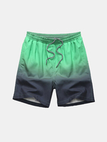 Beach Swimming Sports Casual Printing Breathable Quick Drying Gradient Beach Shorts for Men