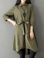 Belt Slim Asymmetrical Women Trench Coats