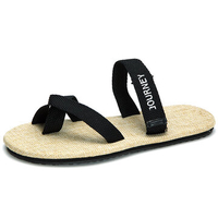 Big Size Flax Hook Loop Clip Toe Beach Casual Sandals