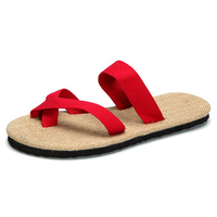 Big Size Flip Flops Pure Color Flax Casual Beach Sandals