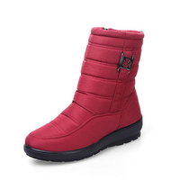 Big Size Metal Waterproof Zipper Mid Calf Casual Boots