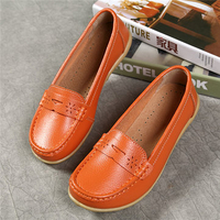Big Size Pattern Leather Breathable Slip On Soft Flat Loafers
