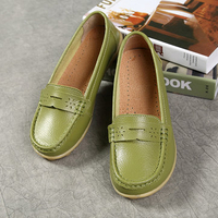Big Size Pure Color Breathable Soft Leather Flat Loafers