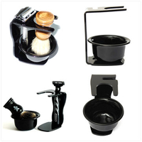 Black Acrylic Shaving Razor Brush Holder Bowl Stand Set