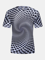 Black and White Vertigo Polka Dot 3D Printing T-shirt