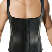 Black Body Sculpting Fat Lose Ab Curling Rubber Corset Vest for Men