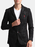 Black Casual Business Suits Cotton Printing Blazers for Men