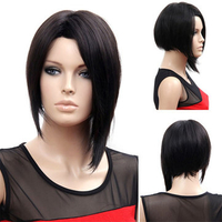 Black Short Straight Heat Temperature Fiber Synthetic Wig Cosplay Hair Party Wigs Women