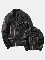 Black Winter Fall Slim Fit Motorcycle Synthetic Leather Coat Jacket for Men