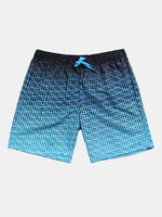 Blue Casual Quick Drying Breathable Printing Sport Loose Board Shorts for Men