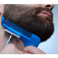 Blue Plastic Man Beard Combs Trimmer Shaving Hair Shaping Tool