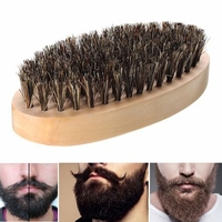 Boar Bristle Thickest Beard Taming Comb Brush Wooden Palm Brush