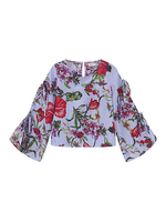 Bohemian Floral Print Tie Long Sleeve O-neck Women T-shirts
