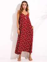 Bohemian Floral Printed Spaghetti Strap Long Maxi Women Dresses