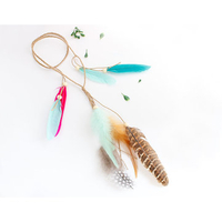Bohemian Hair Accessories Leopard Feather Tassel Hairwear