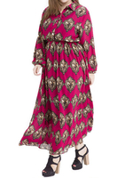 Bohemian Printed Button Long Sleeves Lapel Maxi Dresses