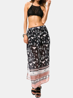 Bohemian Printed Side Split Elastic Waist Beach Skirts