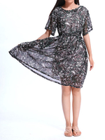 Bohemian Summer Women flower Printed Chiffon A-line Party Dress