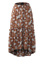Bohemian Women Floral Printed Irregular Hem Chiffon Skirts