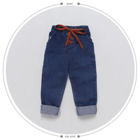 Boys Drawstring Blue Cute Jeans Denim Pants