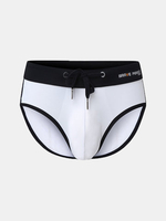 BRAVE PERSON Beach Stitching Colors Sexy Low Waist Bikini Swim Trunks for Men