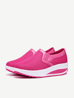 Breathable Mesh Pure Color Rocker Sole Shake Casual Shoes