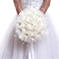 Bridal Wedding Bouquet Brooch Imitation Pearls Posy White Simulation Flowers