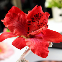 Bridal Wedding Orchid Flower Leopard Hair Clip Barrette Hair Dress Accessories