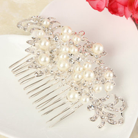 Bridal Wedding Pearl Crystal Rhinestone Flowers Diamante Hair Clip Comb