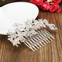 Bride Butterfly Flower Crystal Rhinestone Alloy Hair Clip Comb Wedding Bridal Headpiece Accessories