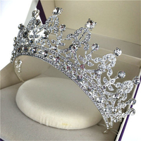 Bride Crystal Rhinestone Crown Vintage Wedding Bridal Headband QueenTiara Hair Accessories
