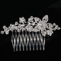 Bride Flower Crystal Rhinestone Alloy Hair Clip Comb Wedding Bridal Headpiece Accessory