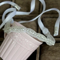 Bride Romantic Rhinestone Headpiece Crystal Ribbon Wedding Headband Hair accessory