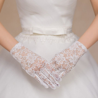 Bride Short Section Full Lace Fingers Gloves Wedding Dress Jacquard Gloves
