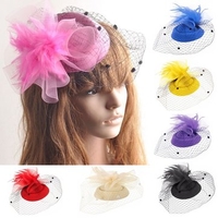 Bride Women Flower Feather Mesh Fascinator Wedding Party Headpieces
