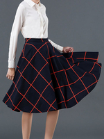 Brief Fashionable Plaid Loose Hem Women Skirts