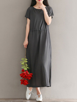 Brief Solid Color Women Slit Dresses