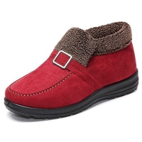 Buckle Warm Fur Lining Casual Slip On Flat Winter Boots