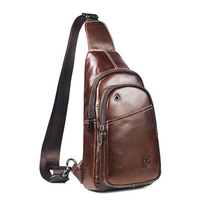 Bullcaptain Cowhide Leather Crossbody Bag Genuine Leather Shoulder Chest Bag For Men