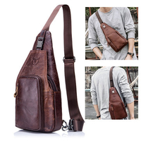 BULLCAPTAIN Genuine Leather Business Casual Chest Bag Crossbody Bag For Men