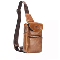 Bullcaptain Genuine Leather Chest Bag Casual Vintage Single-shoulder Crossbody Bag For Men