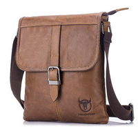 Bullcaptain Genuine Leather Message Bag Soft Face Business Crossbody Bag For Men