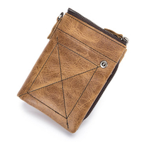 Bullcaptain Men Vintage Genuine Leather 11 Card Slots Stitching Wallet Purse