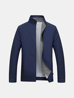 Business Casual Thin Stand Collar Solid Color Jackets for Men