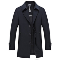 Business Casual Trench Coat Single Breasted Jacket for Men