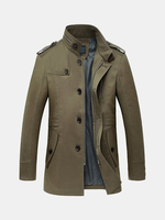 Business Casual Trench Coat Single-breasted Turndown Collar Jacket Coat for Men