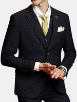 Business Gentleman Wedding Formal Three Pieces Plaids Slim Blazers for Men