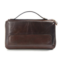 Business Genuine Leather Clutch Bag 8 Card Holders Wallet Coin Bag Phone Bag For Men